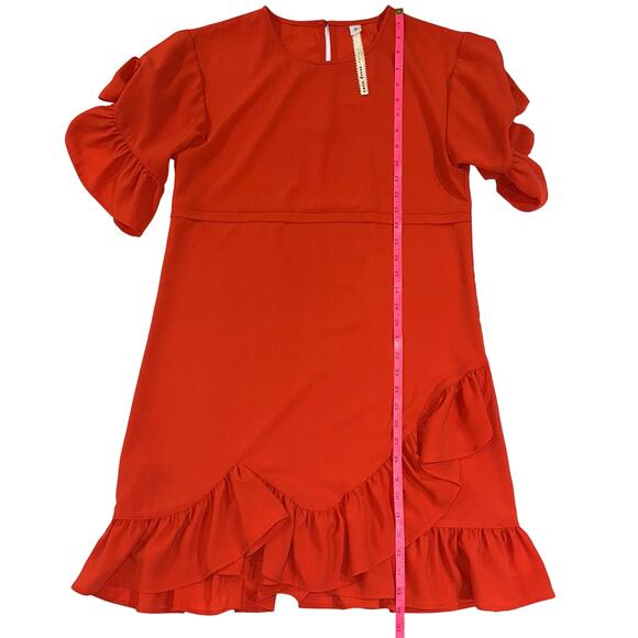 Uncle Frank Red Ruffle Flutter Short Sleeve Mini Dress Size Small - Picture 10 of 11